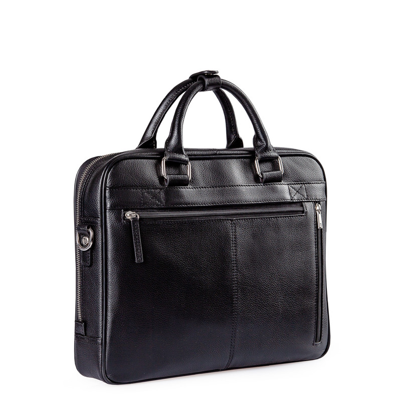 Black Grained Leather Business Bag Oxford | TJ COLLECTION